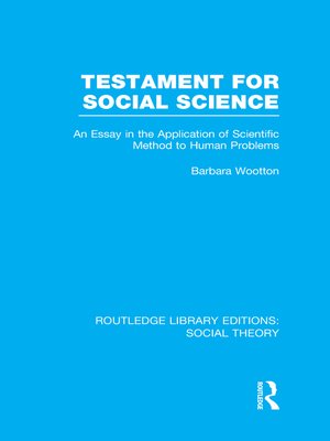 cover image of Testament for Social Science (RLE Social Theory)